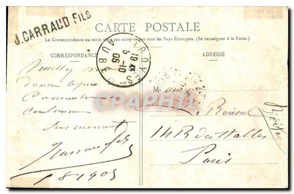 Troyes - A Fonte Argence — Coleção da Casa J. Carraud filho — Série I - Verso