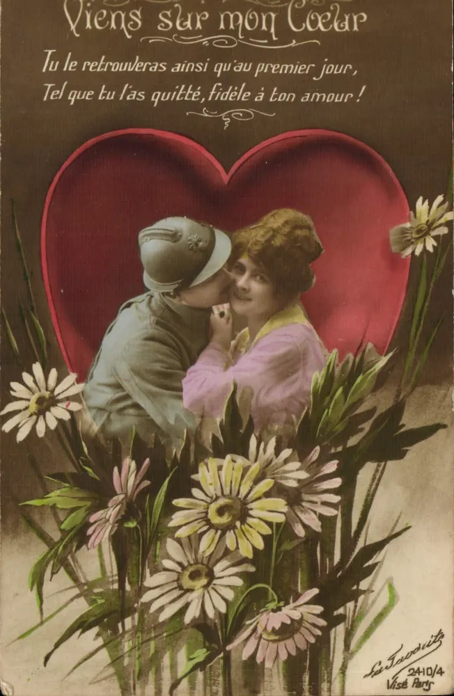 Soldat und Frau in einem Herz — Verlag Léon Favard, n° 2410/4 — Paris - Vorderseite