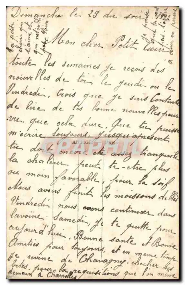 Soldat und Frau in einem Herz — Verlag Léon Favard, n° 2410/4 — Paris - Rückseite