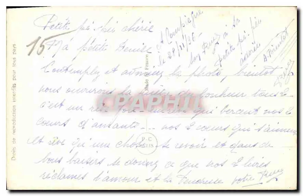 Ninho de Amor — cena romântica — PC 4563/1 - Verso