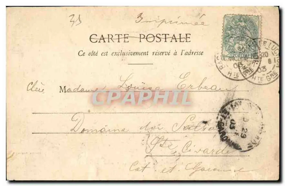 Luchon — Tal und Bach Lys — Phototype Labouche frères, Toulouse, n°79 - Rückseite