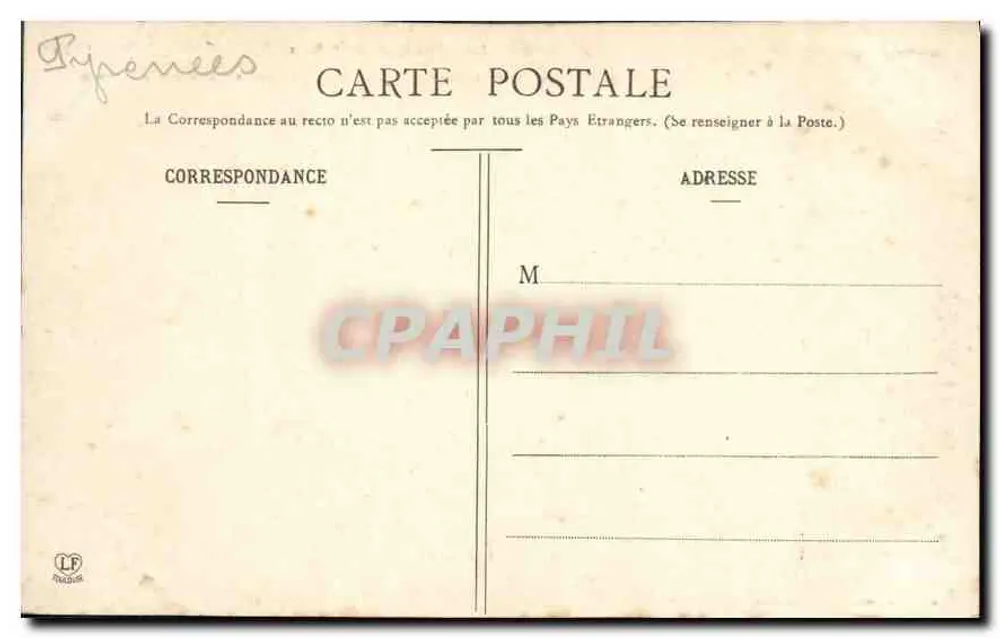 Die Pyrenäen (Erste Serie) — Ansicht von Luchon, Le Portillon — Route von Luchon nach Bosost — Phototypie Labouche Frères, Toulouse - Rückseite