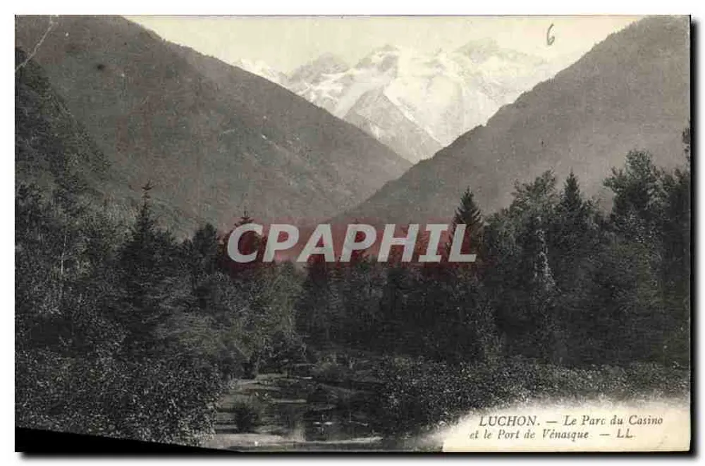 Luchon — Der Park des Casinos und der Hafen von Vénasque — LL - Vorderseite