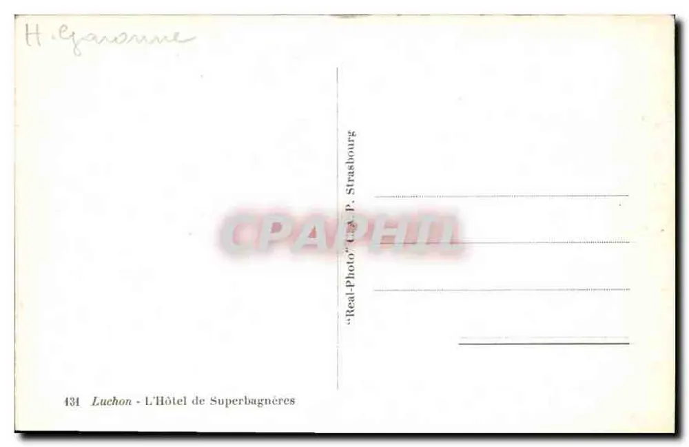 Luchon - O Hotel de Superbagnères — editor Luchon - O Hotel de Superbagnères, n° 134 - Verso