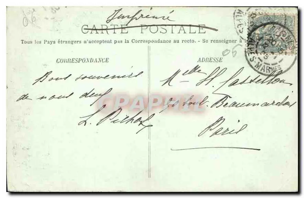 Cannes — Palmengasse vom Albion-Hotel aus — LL, 1909 - Rückseite