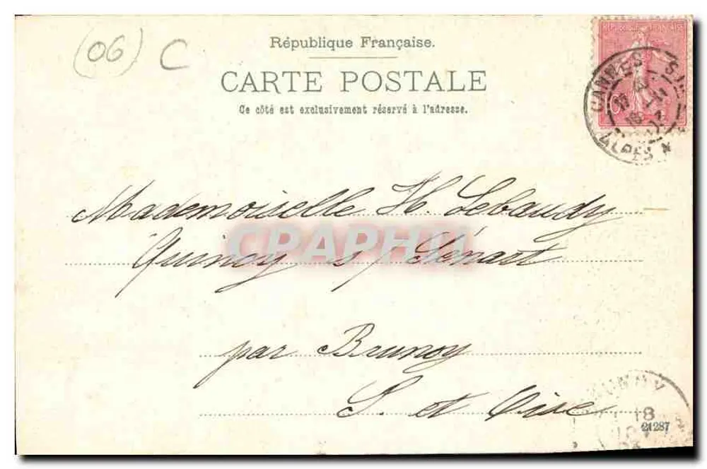 Cannes — Boulevard de la Croisette — Atelier W. Guggenheim & Co. n° 7937 - Verso
