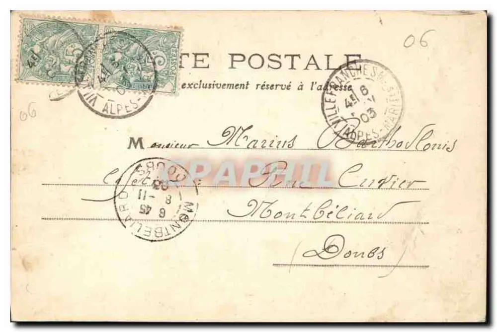 NICE ; Montée de l'Escalier de la Grotte — Les Palmiers Prospecteurs — editor não identificado, número de série não visível - Verso
