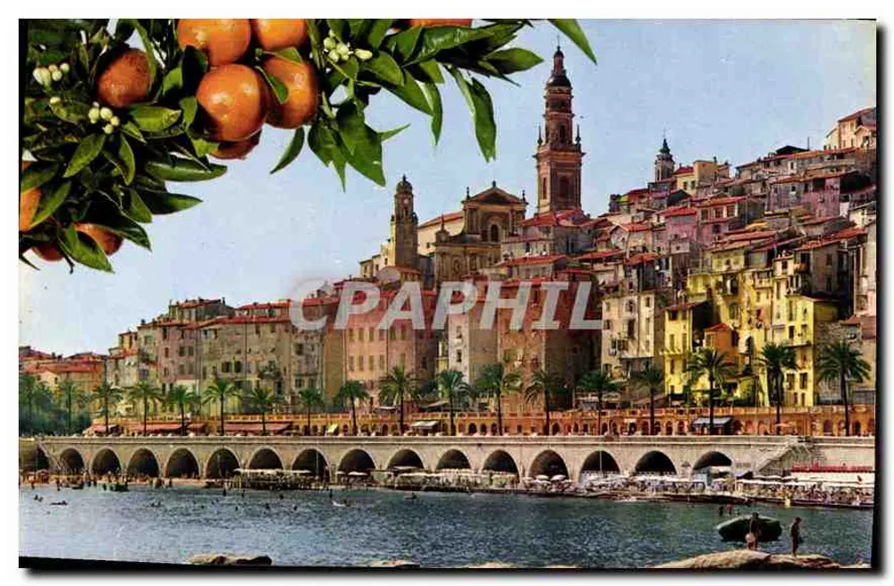 Menton — Die Strände der Sablettes und die Altstadt - Vorderseite