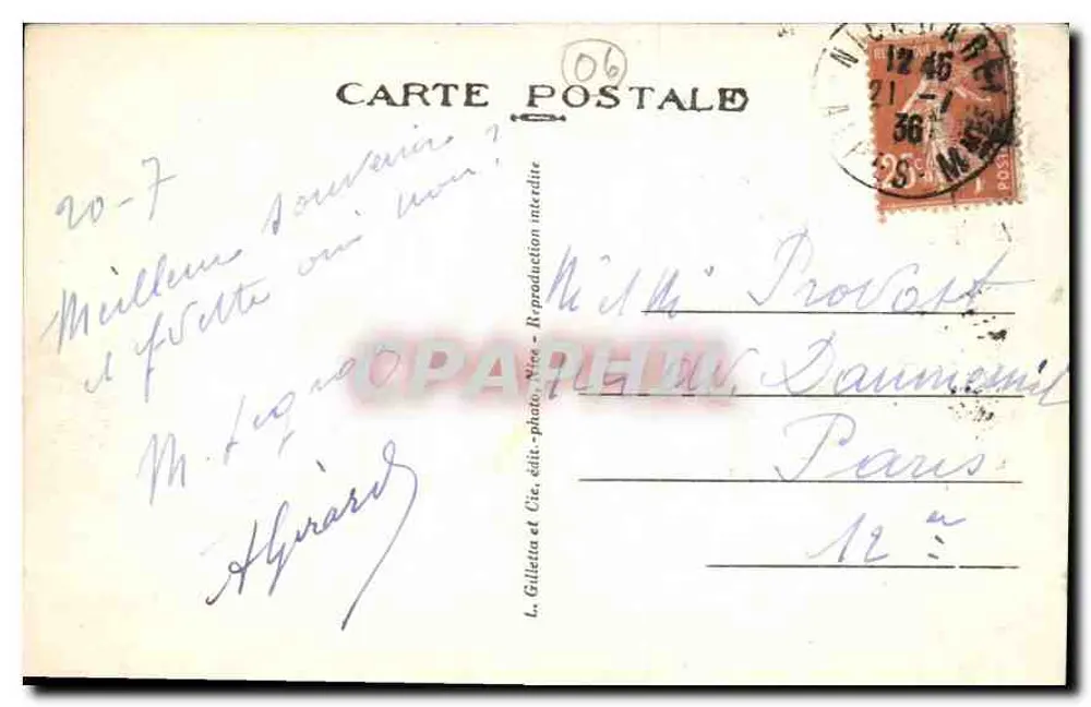 Nice — Casino e Jardim Albert Ier — L. Gilletta e Cie, n°11 - Verso