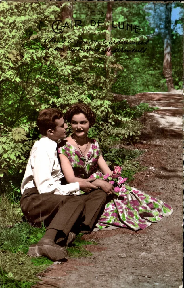 Casal amoroso em um parque — Clair de Lune — editor Clair de Lune, número de série não visível - Frente