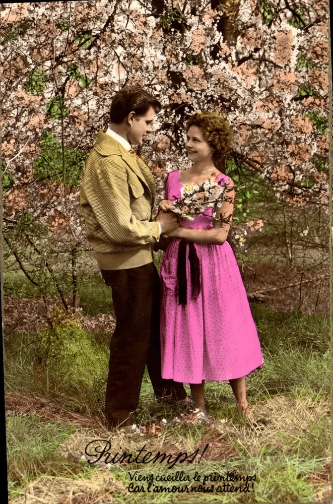 Casal sob cerejeiras em flor — 'Venha colher a primavera!' — Fotógrafo Véranasse, n°746 - Frente