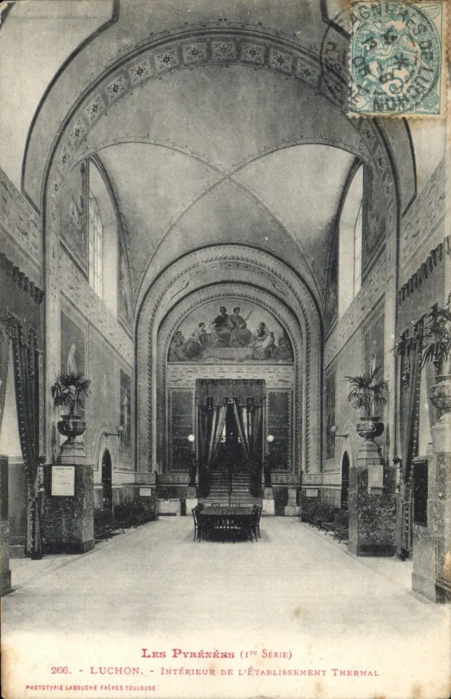 Luchon — Interior do Estabelecimento Termal — Fototipia Labouche Frères Toulouse (206, 1ère Série) - Frente