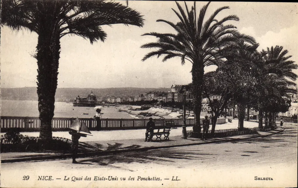 NICE — Blick auf den Quai des États-Unis von den Ponchettes — Selecta - Vorderseite