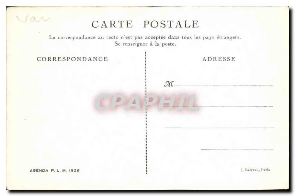 Le Trayas — Calanque de Maudois — Agenda P.L.M. 1925 - Verso
