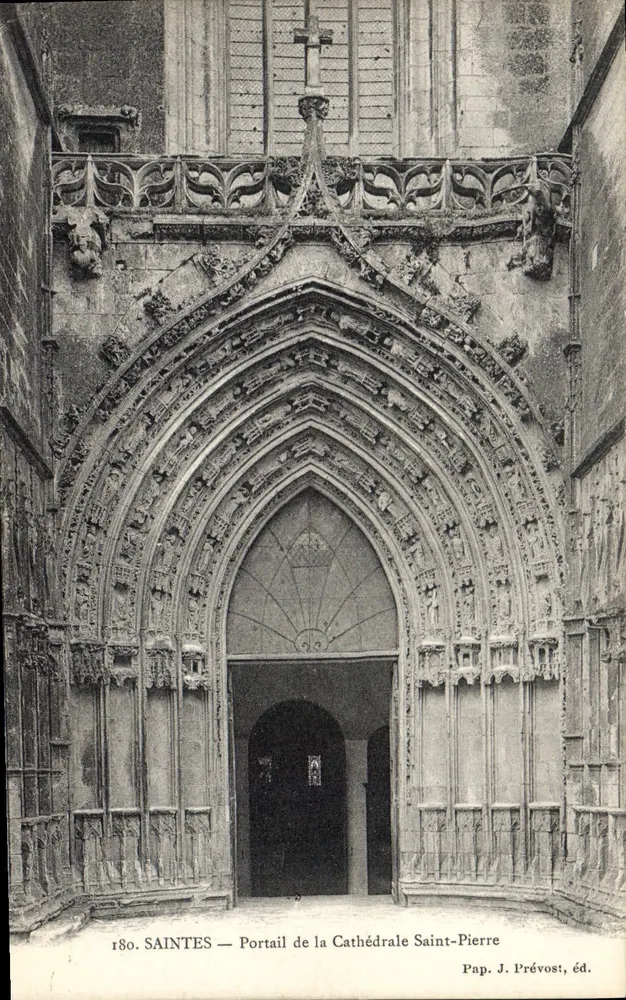 Saintes — Portal der Kathedrale Saint-Pierre — Pap. J. Prévost, Verlag 180 - Vorderseite