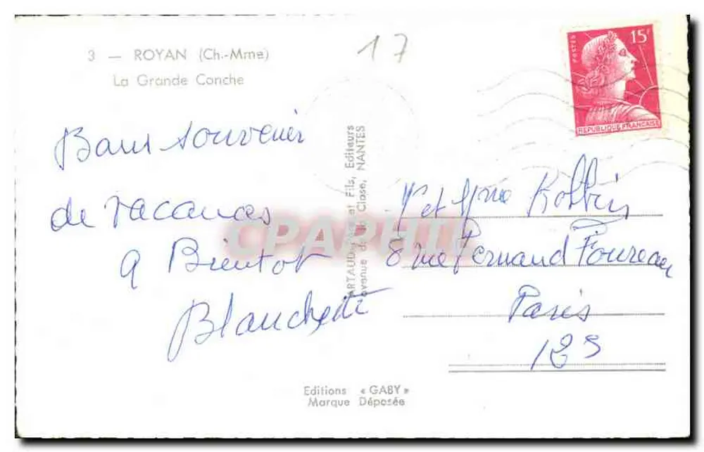 Royan — Praia e passeio — Edições Gaby, n°17 - Verso