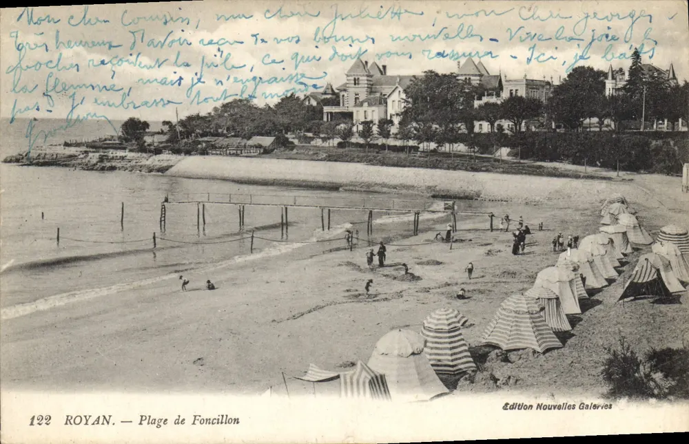 Royan — Praia de Foncillon — Edição Nouvelles Galeries, n°122 - Frente