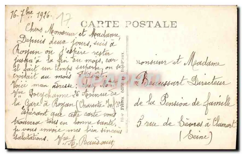 Die Felsen von Vallières — Royan (Côte d'Argent) — Verlag BR - Rückseite