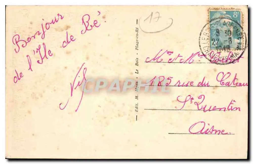 Ilha de Ré — Farol das Baleias — Editor M. Henn, Plage-in-Ré, n°65 - Verso
