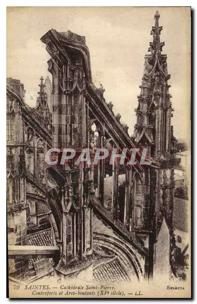 Saintes — Kathedrale Saint-Pierre. Strebepfeiler und Flachpfeiler (15. Jahrhundert) — Selecta - Vorderseite