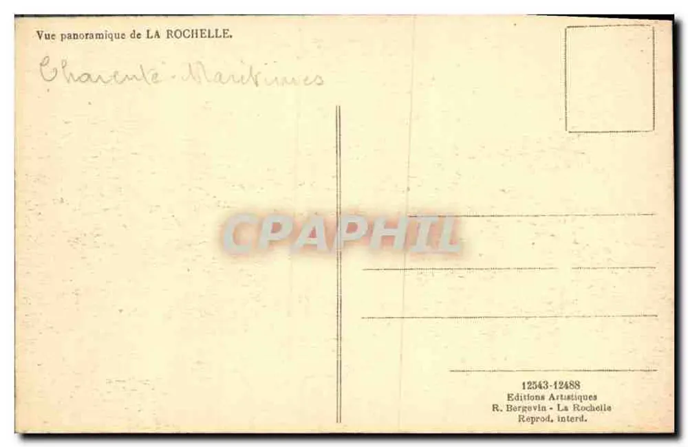 Visão panorâmica de La Rochelle — Edições Artísticas R. Bergévin - Verso
