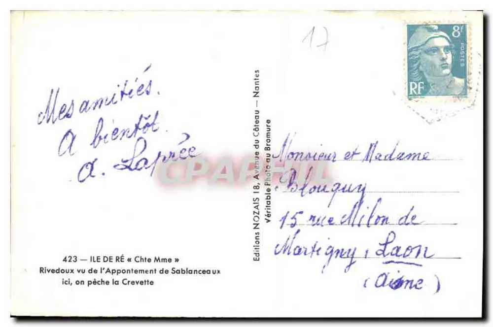 Rivedoux vom Appontement de Sablanceaux aus gesehen — Ile de Ré — Éditions NOZAIS - Rückseite