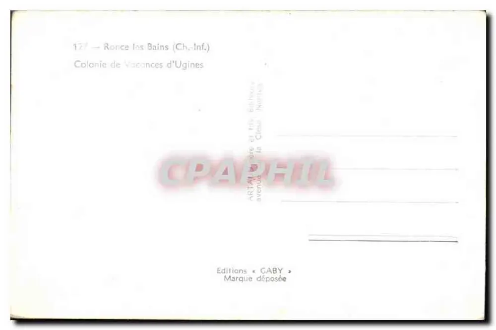 Ferienkolonie Ugines — Ronce-les-Bains (Charente-Inférieure) — Éditions Caby - Rückseite