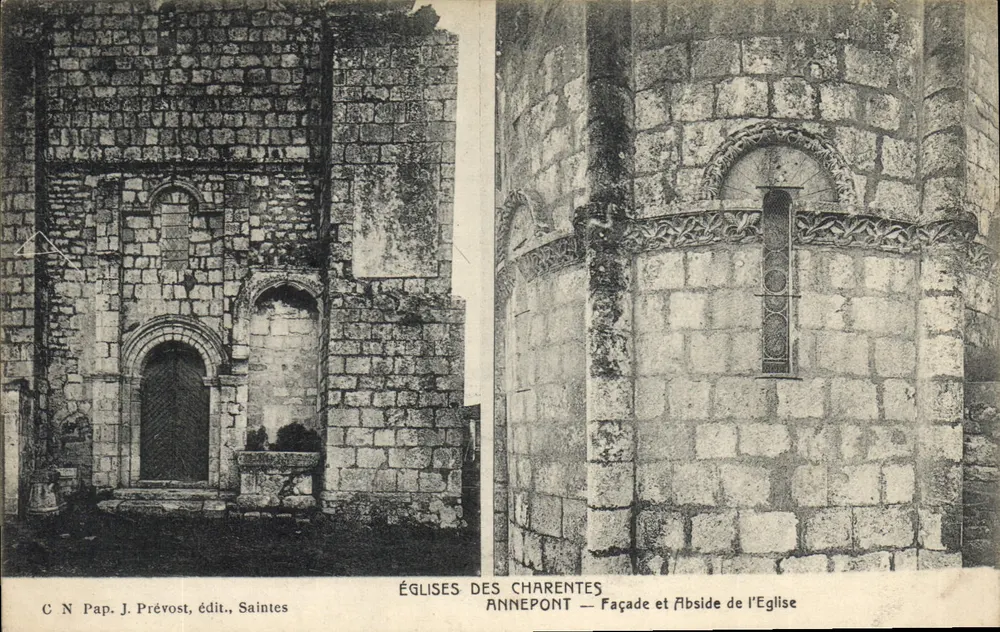 Kirchen der Charentes — Anne Pont — Fassade und Apse der Kirche - Vorderseite