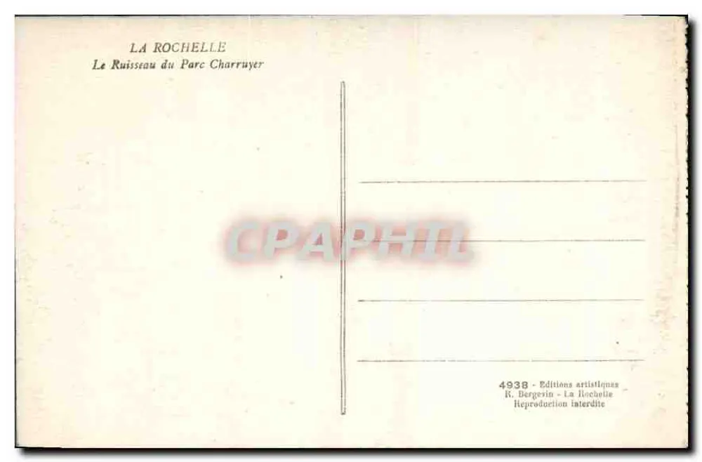 Der Bach des Parks Charruyer — La Rochelle — Éditions Artistiques R. Bergerin - Rückseite