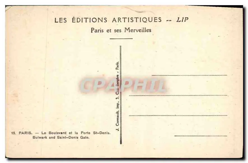 Parigi — Il Boulevard e la Porta Saint-Denis — Edizioni Artistiche LIP - Verso