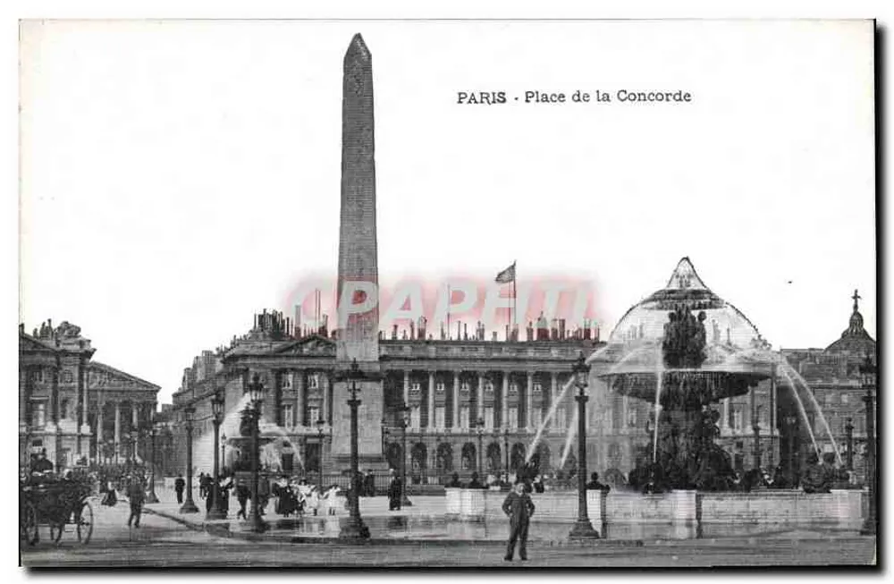 Paris - Praça da Concórdia — Obelisco e fonte — editor não identificado - Frente