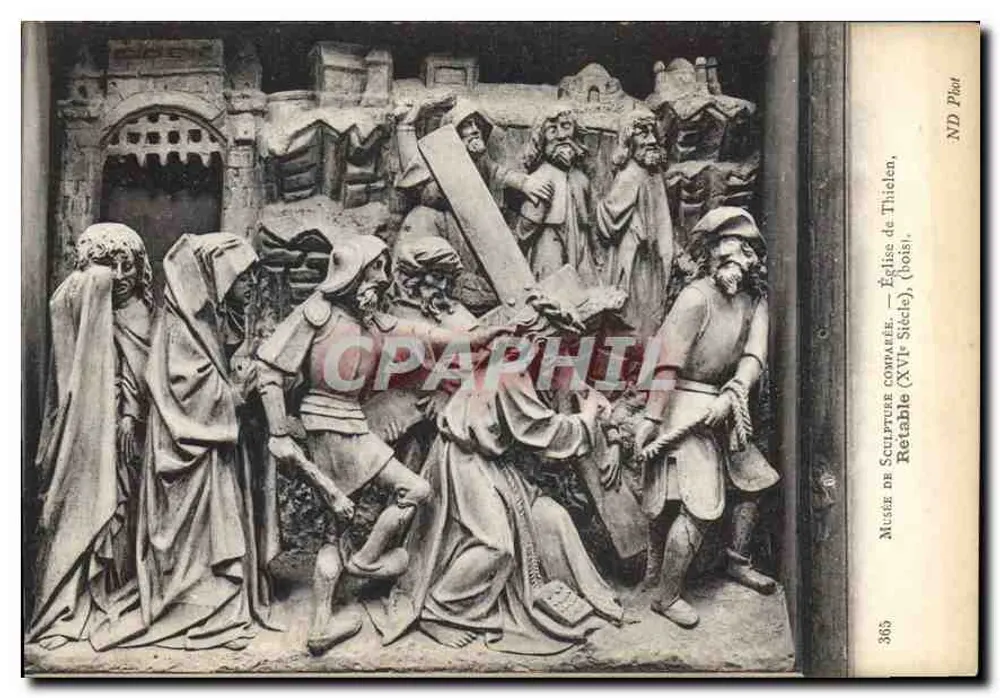 Sculptuurrelief — Kerk van Thiclen, hout, 17e eeuw — ND Phot - Voorkant