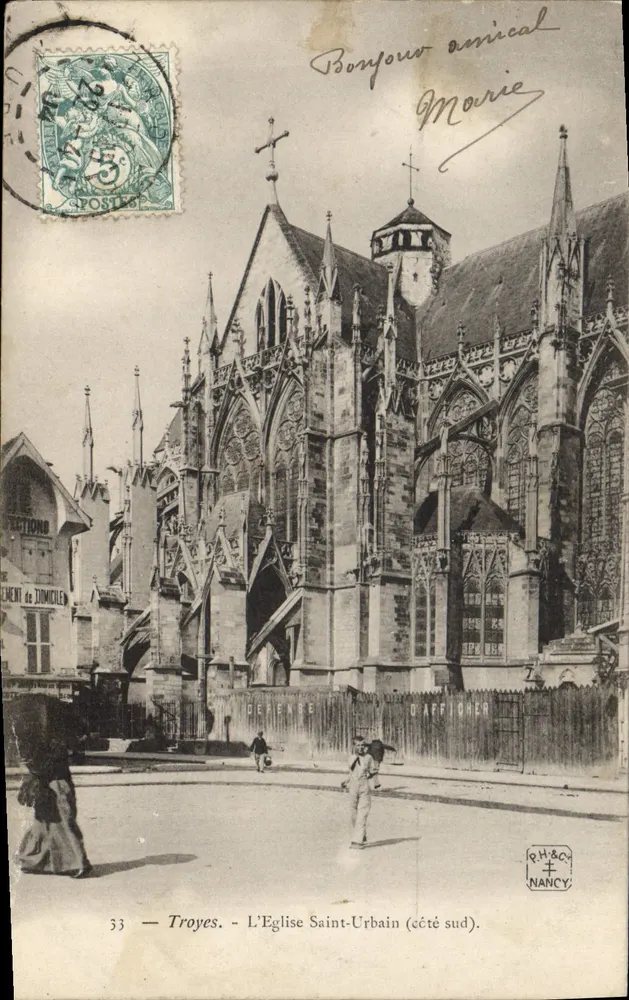 Troyes. - A Igreja de São Urbano (lado sul). - Editor OH&BCK NANCY, n°33 - Frente