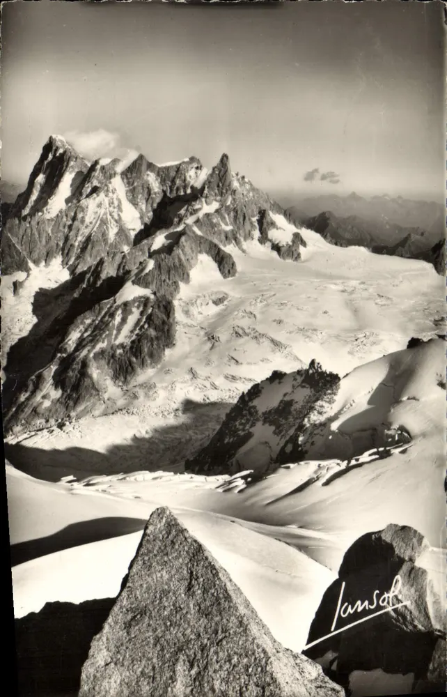 Chamonix (Haute-Savoie) — A Valle Branca, as Grandes Jorasses (4026 m.) e a Aiguille do Géant — Edições Fotográficas JANSOL - Frente