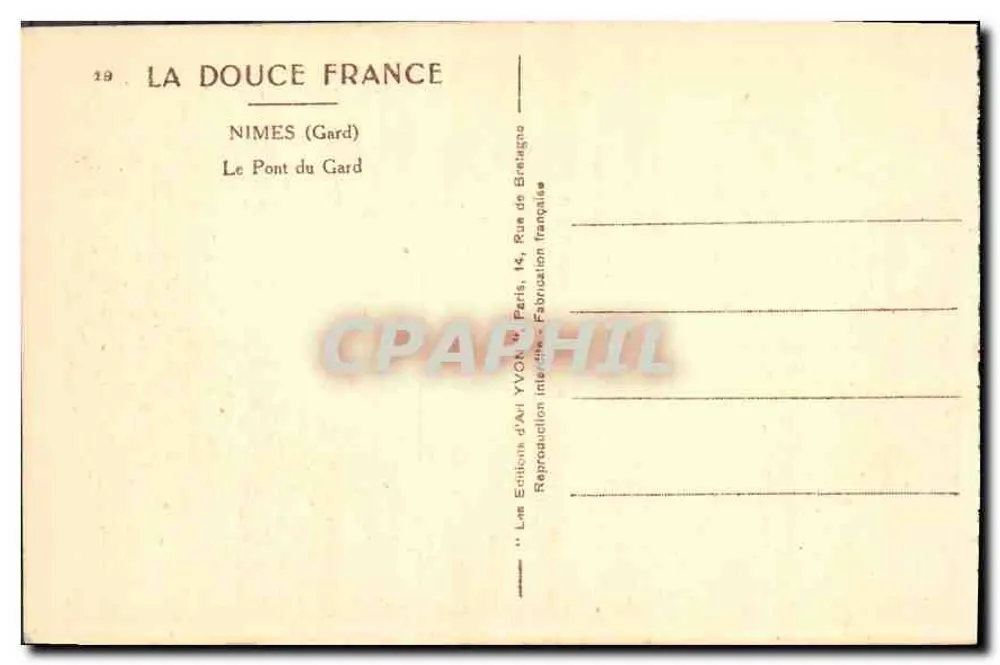 O Pont du Gard — Nîmes (Gard) — Edições d'Art Yvon, Paris - Verso