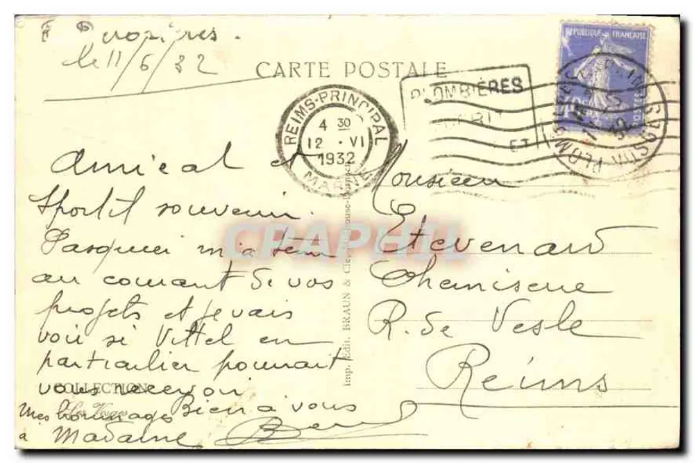 Plombières-les-Bains — As Fontes — Syndicat d'Initiative - Verso