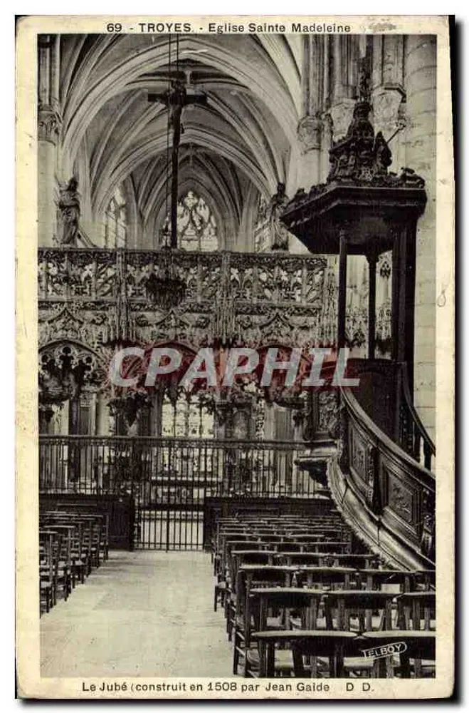 Troyes - Kirche Sainte Madeleine — Innenraum mit dem Chorvorhang — Verlag D. D. Teley - Vorderseite