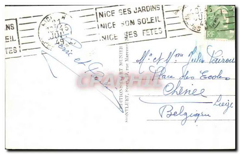 Die Promenade und das Palais der Mittelmeerküste — Nizza — Munier, n°305 - Rückseite
