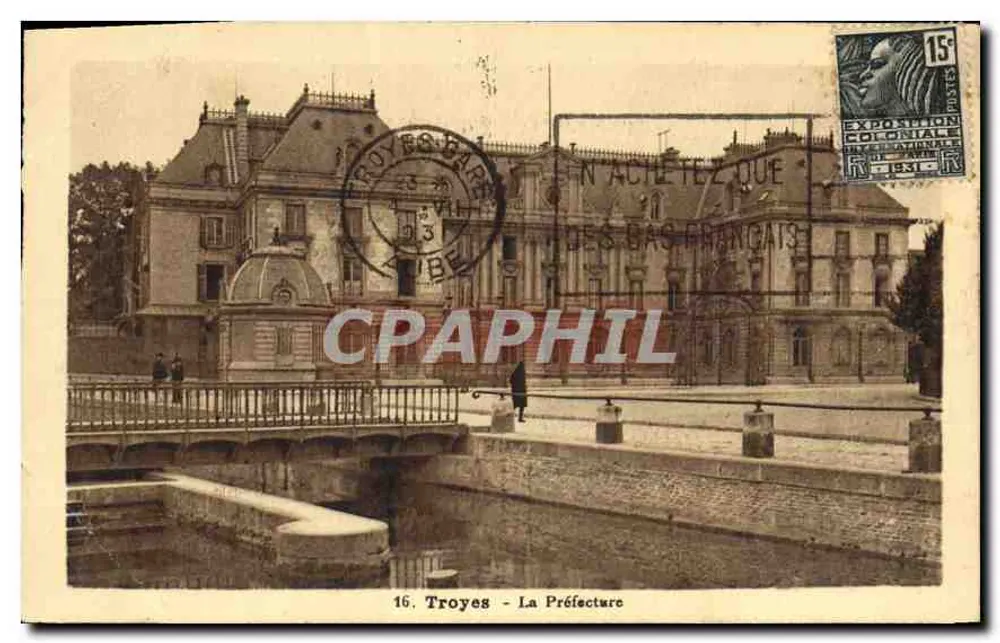 Troyes - A Prefeitura — Exposição Colonial 1931 — Editor M. Miguel, Toulouse - Frente