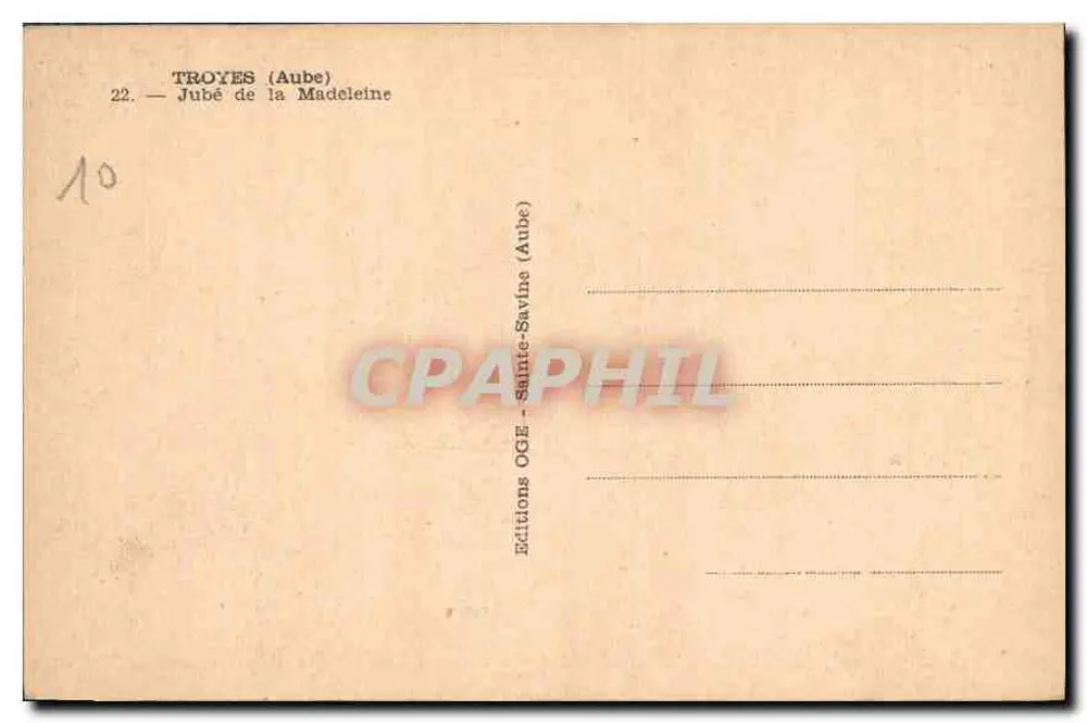 Troyes (Aube) — Jubé da Madeleine — Éditions OGE - Sainte-Savine (Aube) - Verso