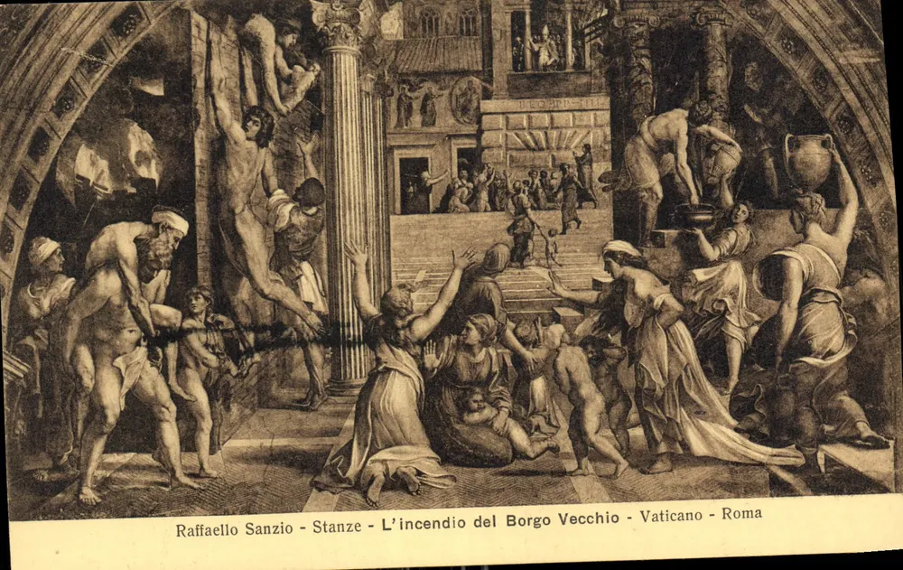 Raffaello Sanzio - Stanze - Das Feuer im Alten Viertel - Vatikan - Rom - Vorderseite