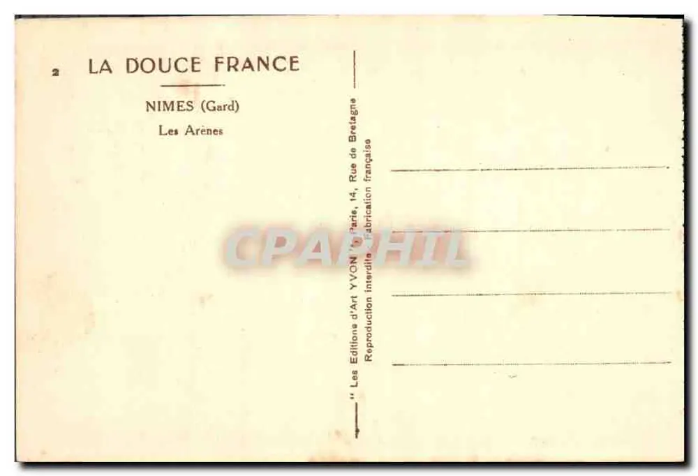 As Arênes — Nîmes (Gard) — Les Éditions d'Art Yvon, Paris - Verso