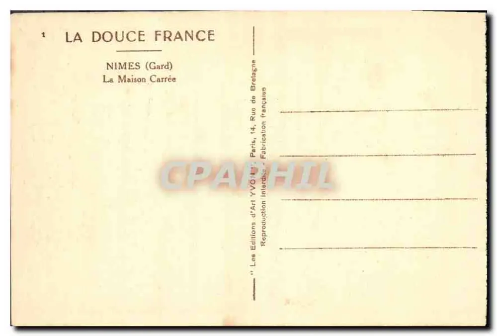 Nîmes (Gard) — A Maison Carrée — Edições La Douce France - Verso