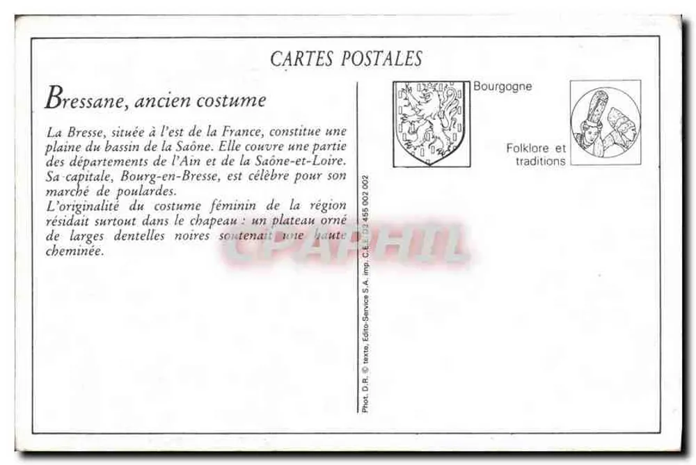 Bressane — Velho Traje — H. Ferrand, editor - Bourg - Verso