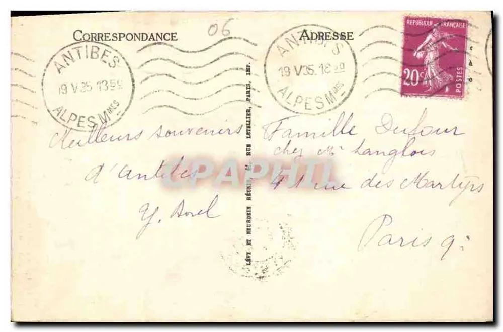 Antibes — Rue Saint-Esprit — Angelieri, editor n°32 - Verso