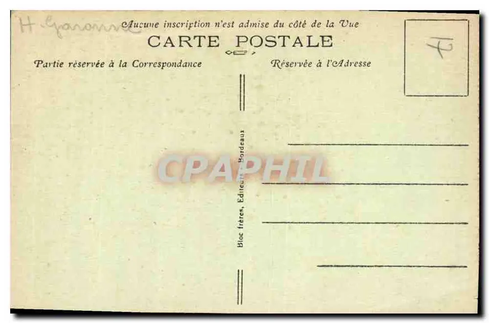 La Rue d'Enfer — Environs de Luchon (1801 m) — Bloc frères, Bordeaux, n°64 - Verso