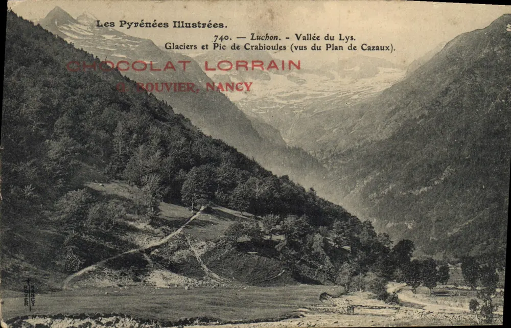As Pirineus Ilustradas — Luchon - Vale do Lys. Glaciares e Pic de Crabioules (vistos do Plan de Cazaux) — G. BOUVIER, NANCY - Frente