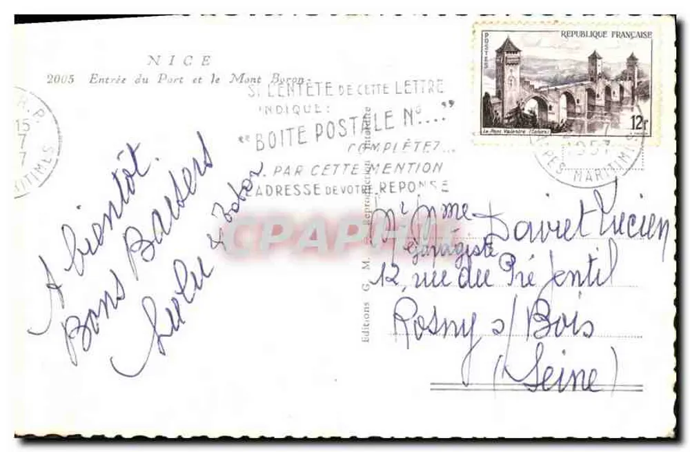 Eingang zum Hafen und der Mont Boran — Nizza — Éditions G. M. - Rückseite
