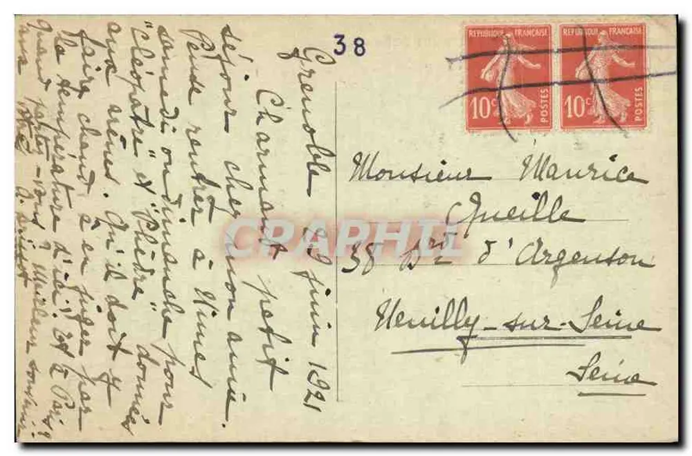 Grenoble — Die Ufer der Isère und die Alpenkette — E. R. - Rückseite