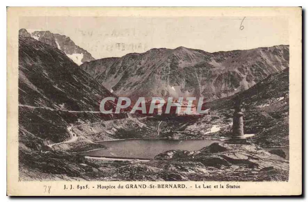 Hospice du GRAND-ST-BERNARD — Der See und die Statue — J. J. 8925 - Vorderseite